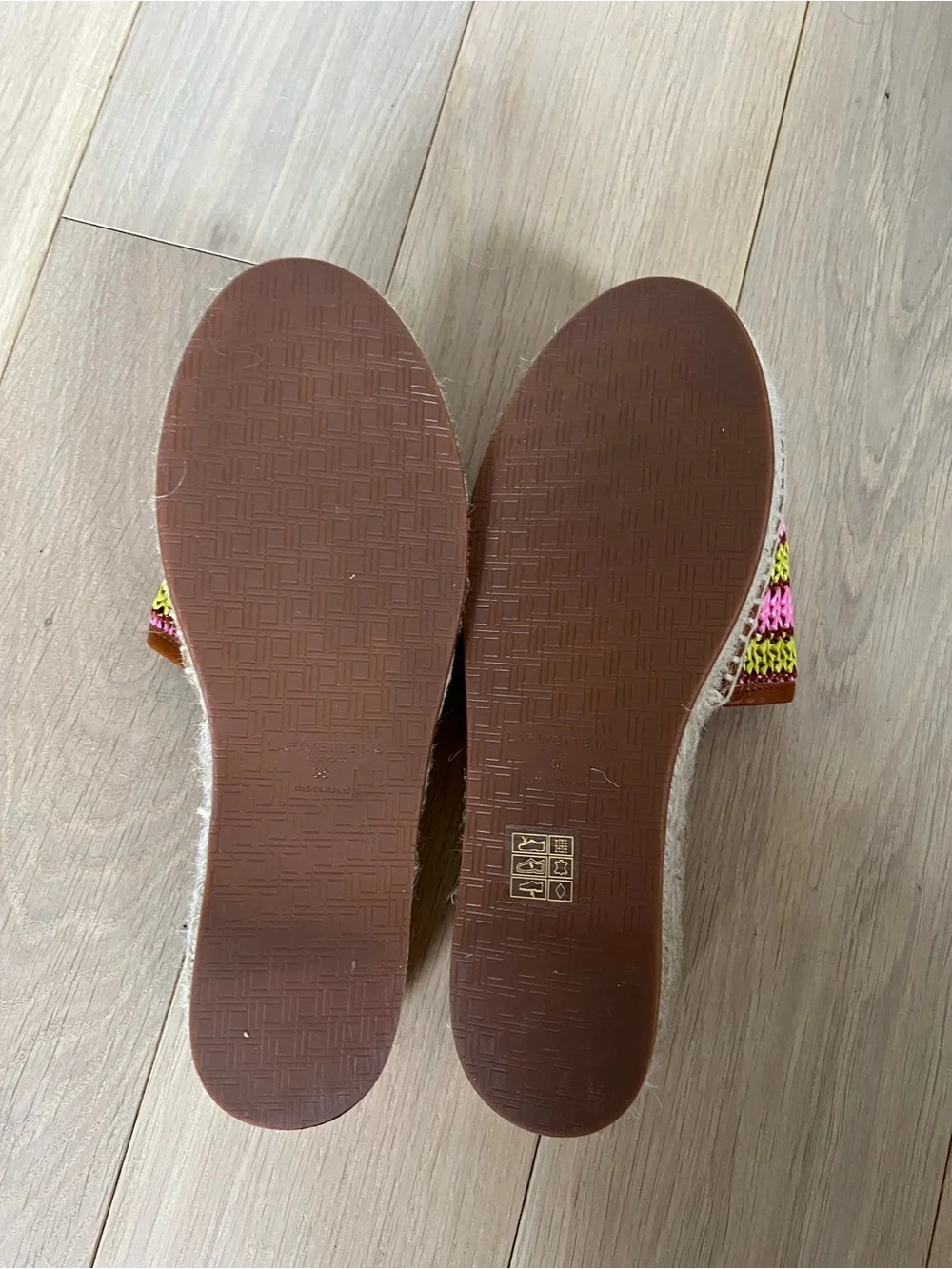 Lafayette 148 Woven Pink & Lime Slide Sandals